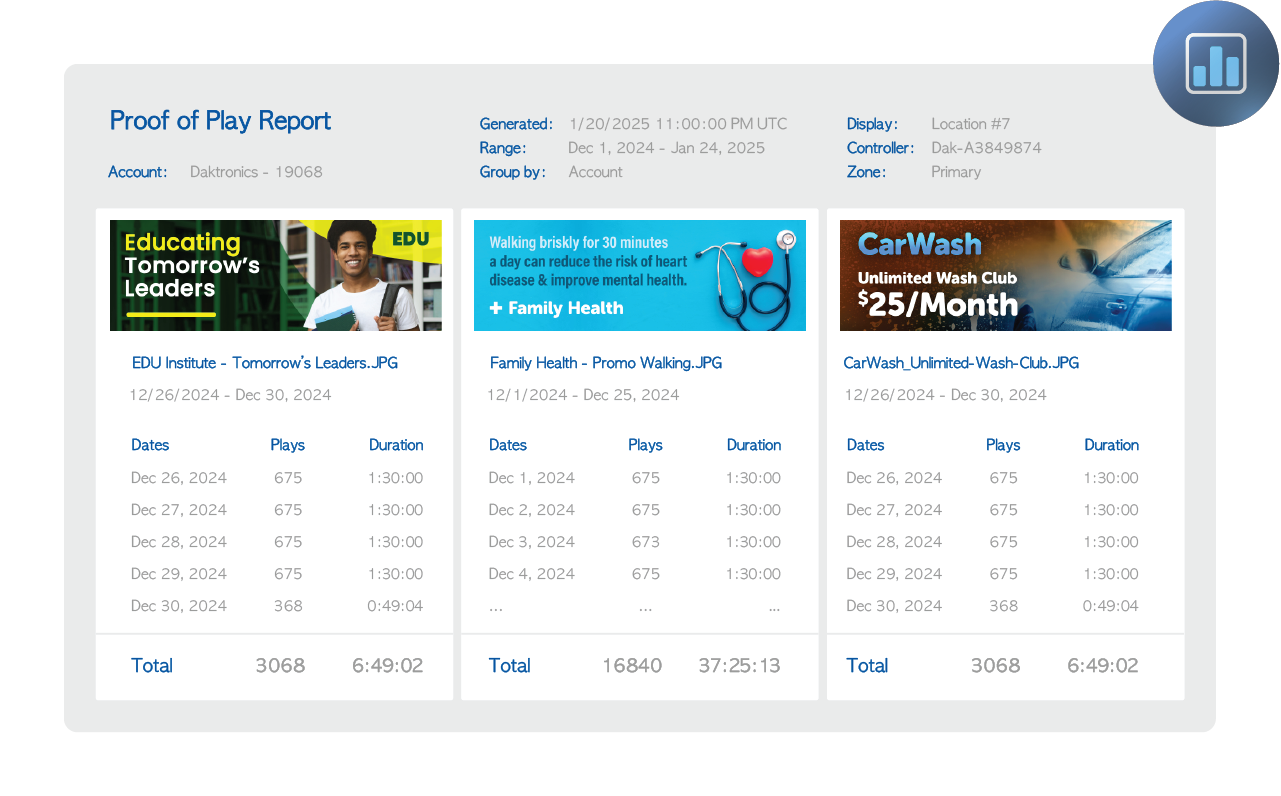 Venus Control Suite Proof-of-Play UI