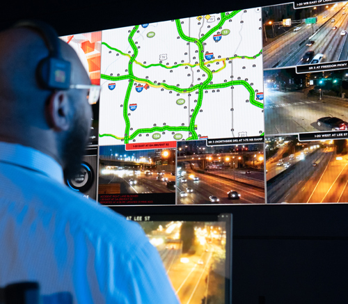 traffic management center with LED screens