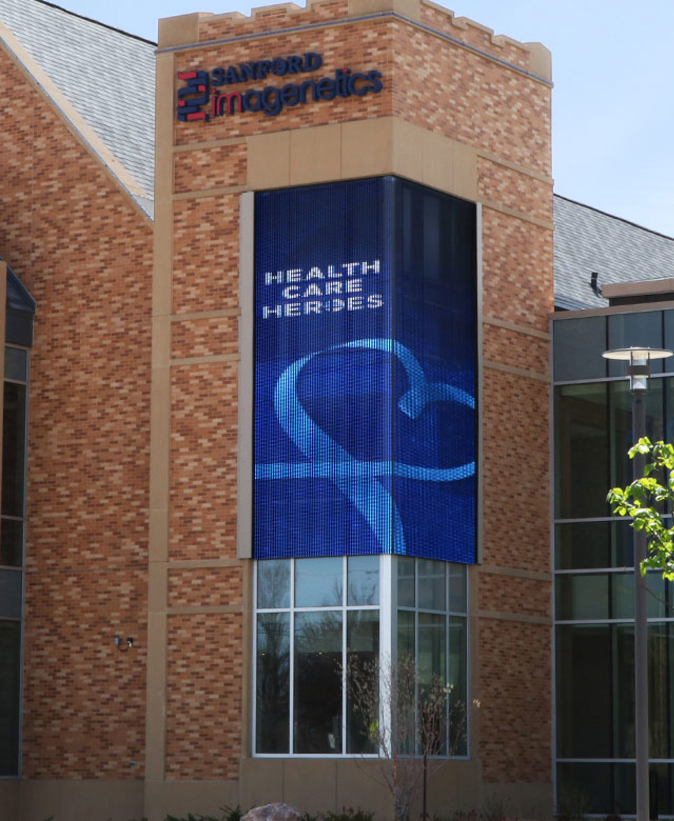 LED mesh over hospital window