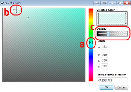 Choose your shade for the opacity text box.