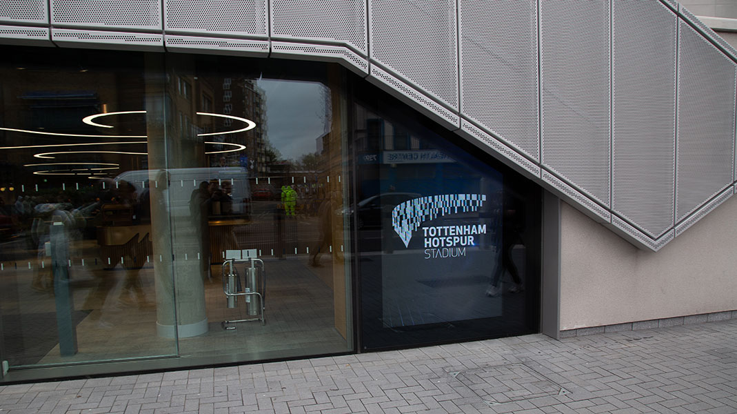 LED window sign in Tottenham Hotspur Stadium