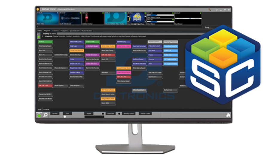 graphic showing Show Control on a monitor
