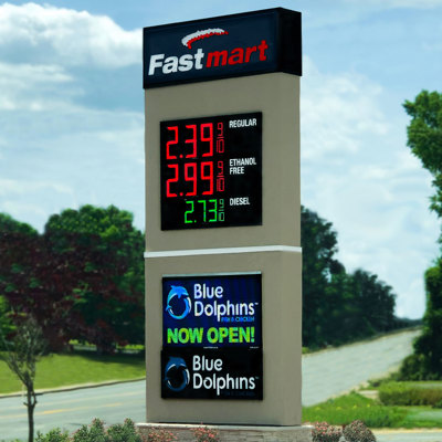 Gas price LED sign with digital message board