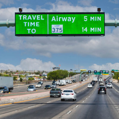 dynamic message sign on busy texas road