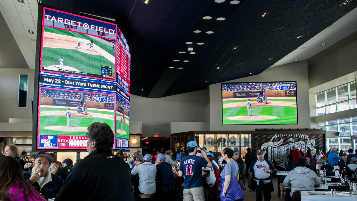 Minnesota Twins club space with LED screens