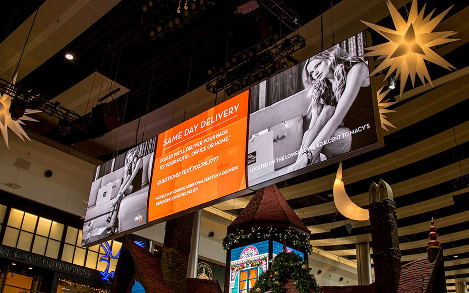 Large LED advertising display in Fashion Show Mall in Las Vegas