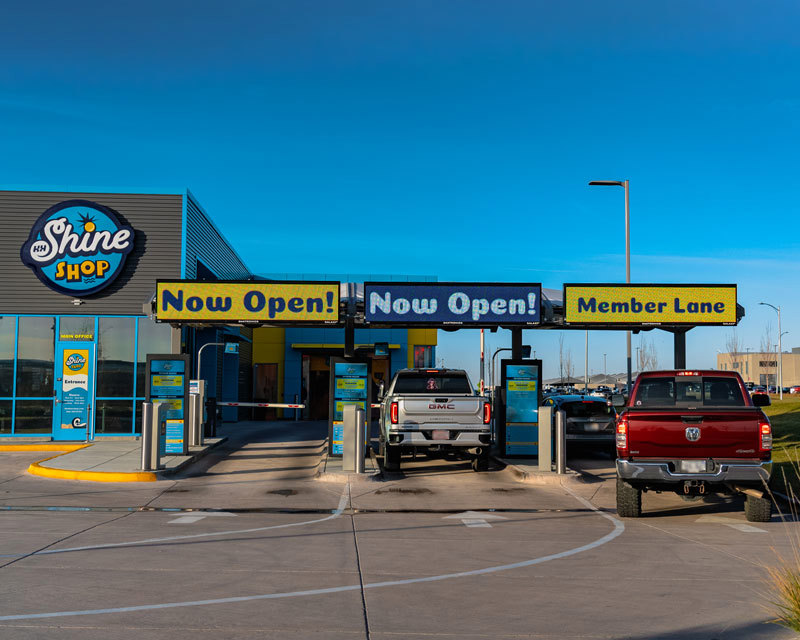 drive through truck wash with digital signage