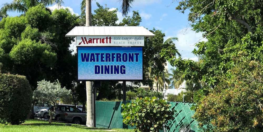 Marriott hotel advertising waterfront dining