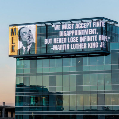 mesh LED video on building windows