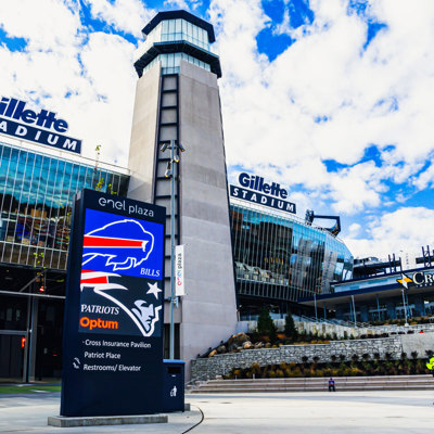 digital street furniture near stadium entrance