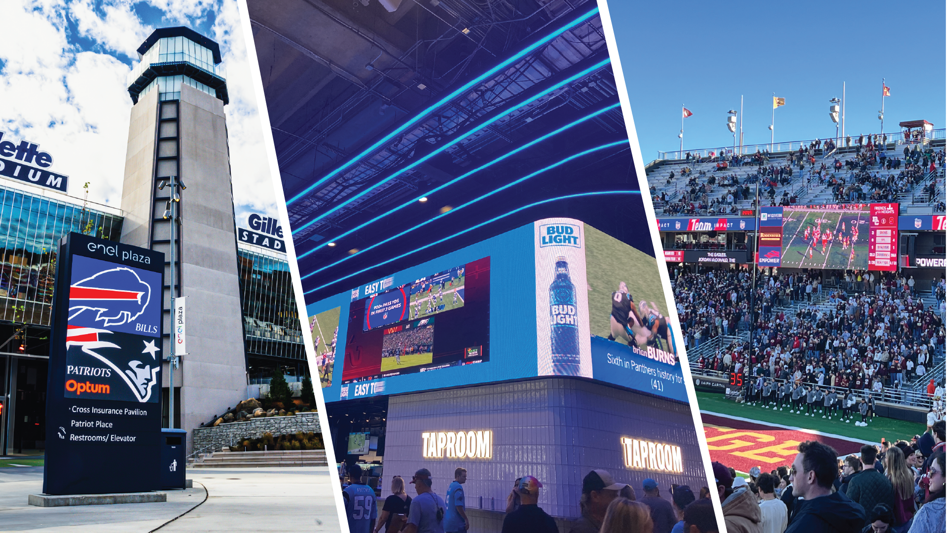 digital signage inside and ou football stadiums
