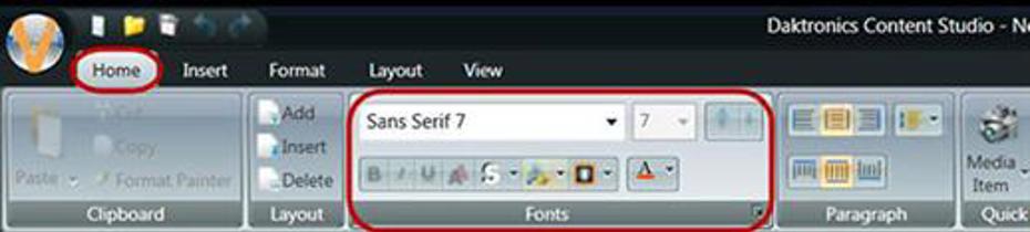 Font name and size indicator