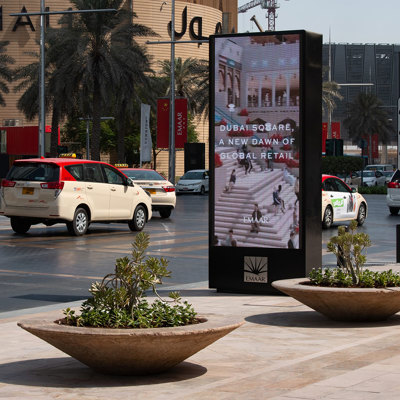 Digital street furniture along roadway