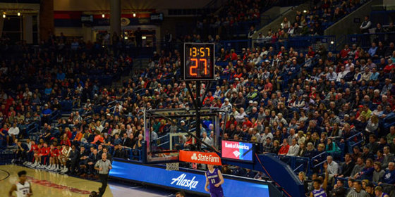 Gonzaga transparent shot clock with tenth-second timing