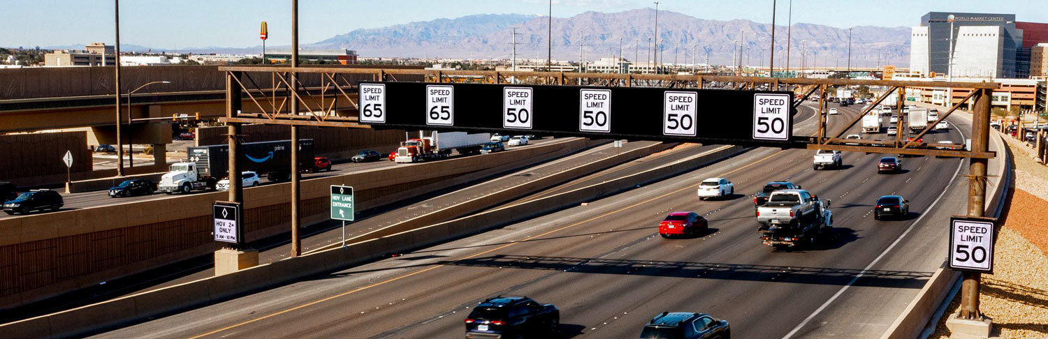 ATM showing various speed limits for each lane