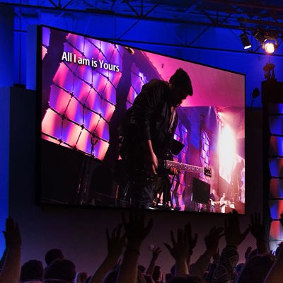 Indoor LED video display for worship service