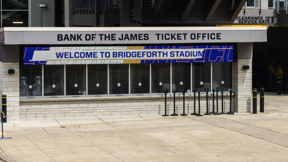 LED ribbon above ticket office at JMU