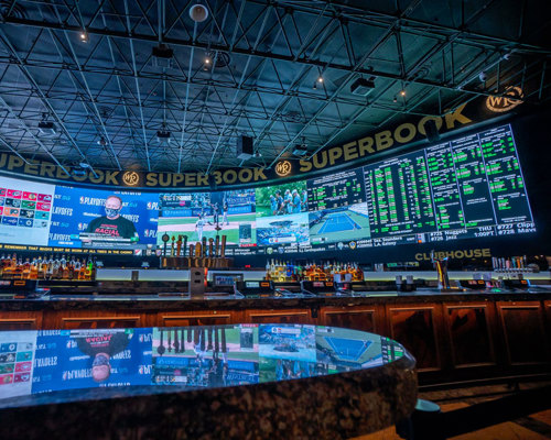 huge sportsbook video display in Westgate Las Vegas casino