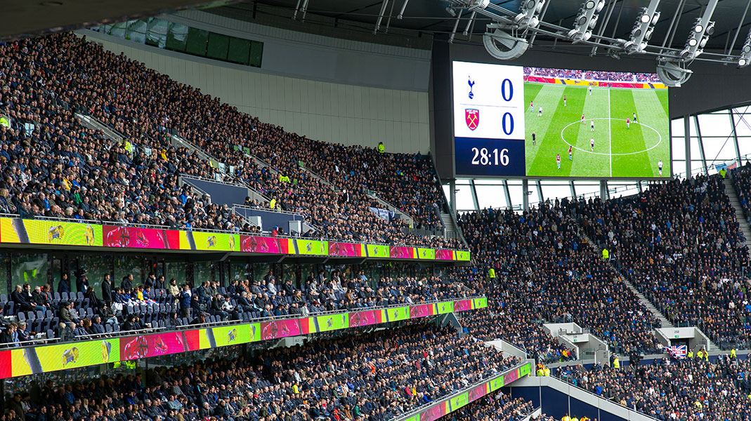 LED ribbon displays in Tottenham Hotspur Stadium
