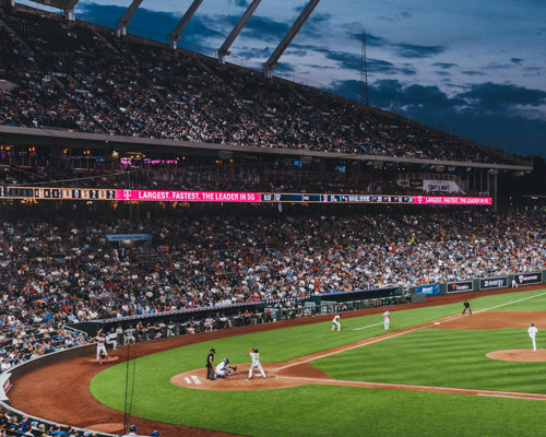 LED ribbon along baseball stadium seating
