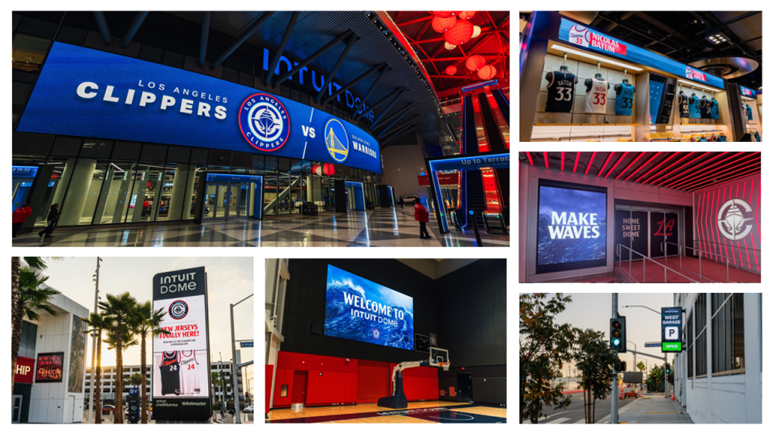 various LED displays showing content