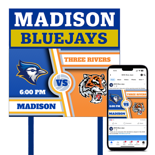 sport team promoting socials on video board