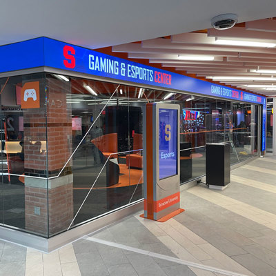 digital signage lining esports room entrance