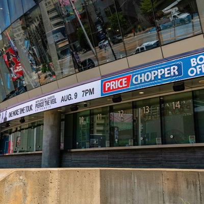 LED ribbon above stadium ticket window