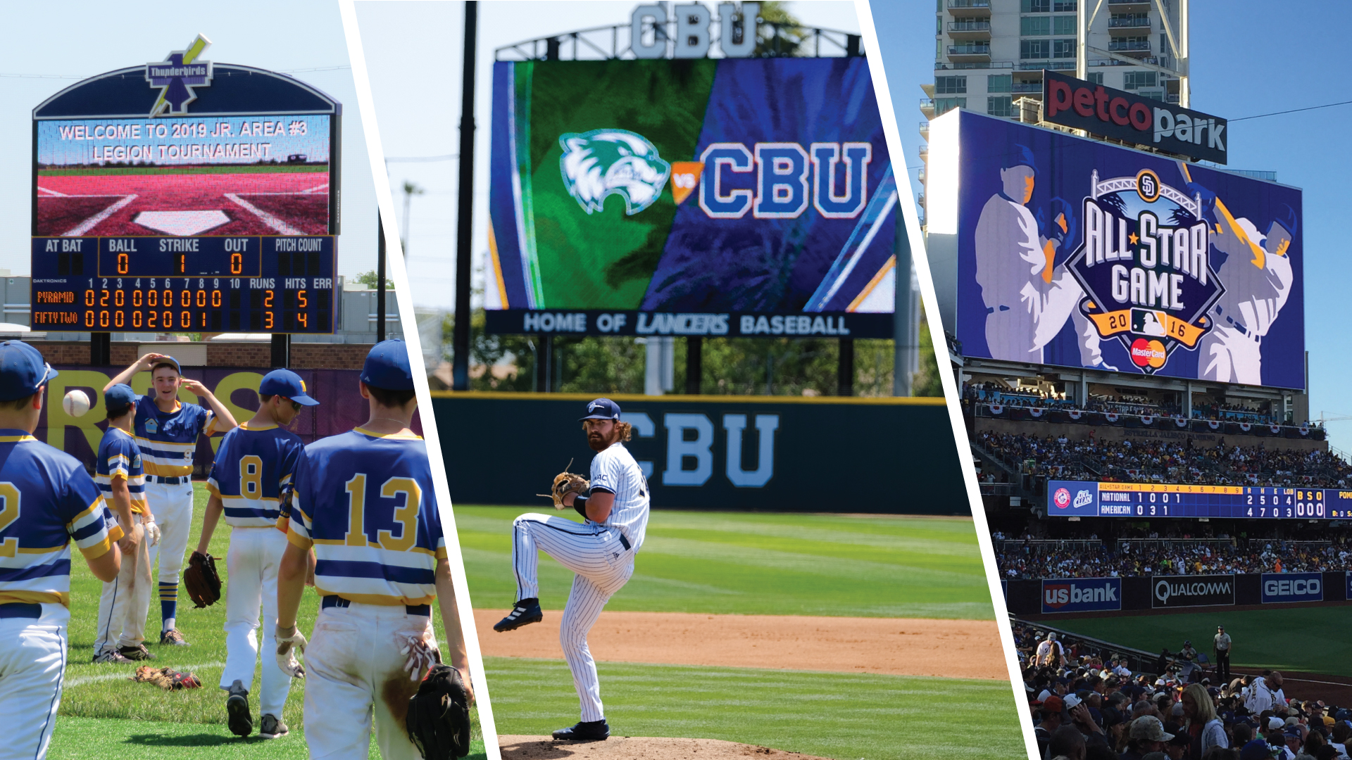 Baseball Collage Three Images High School College Pro