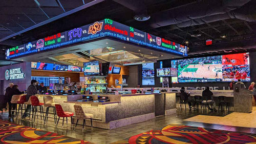 led banner along top of bar