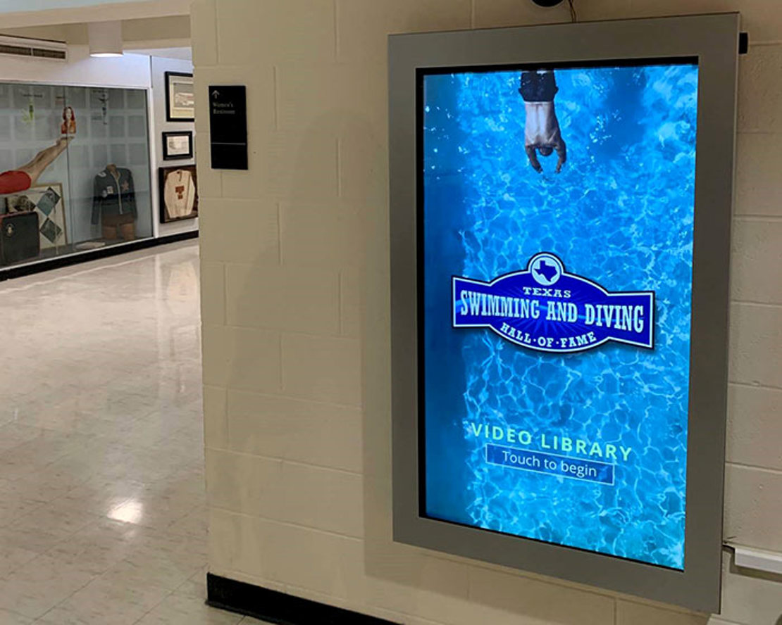 community center entrance video display