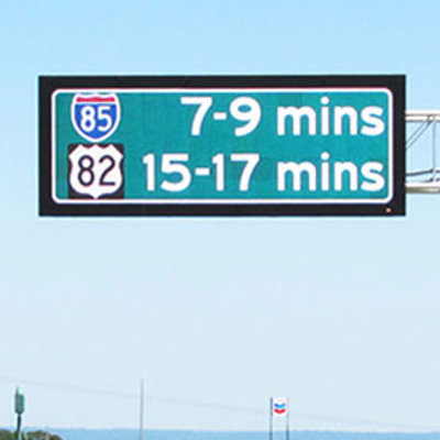 ITS Roadway Dynamic Message Sign above road