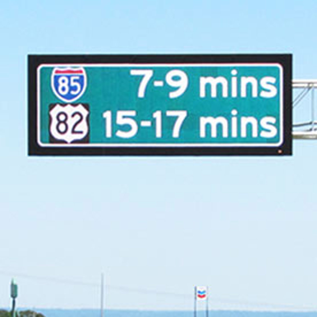 ITS Roadway Dynamic Message Sign above road