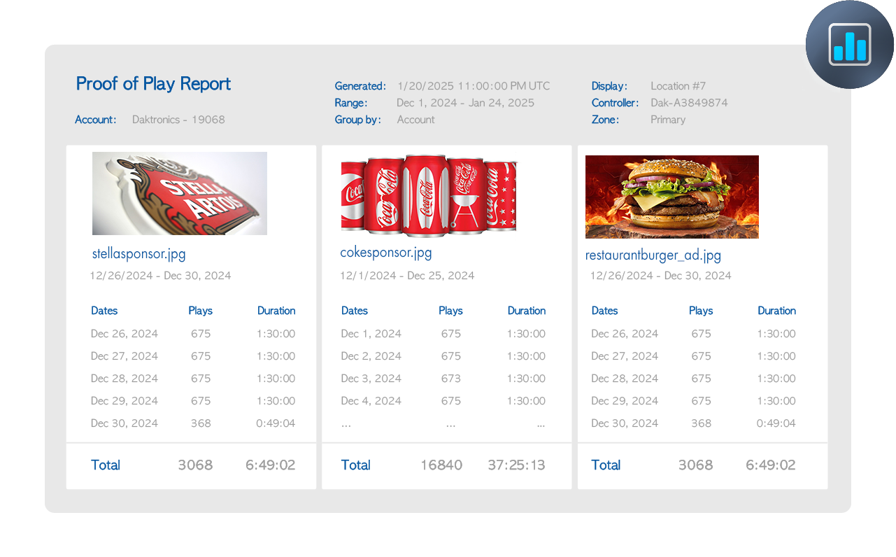 proof of play UI example