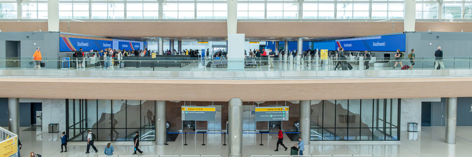 multi-story view of Denver airport