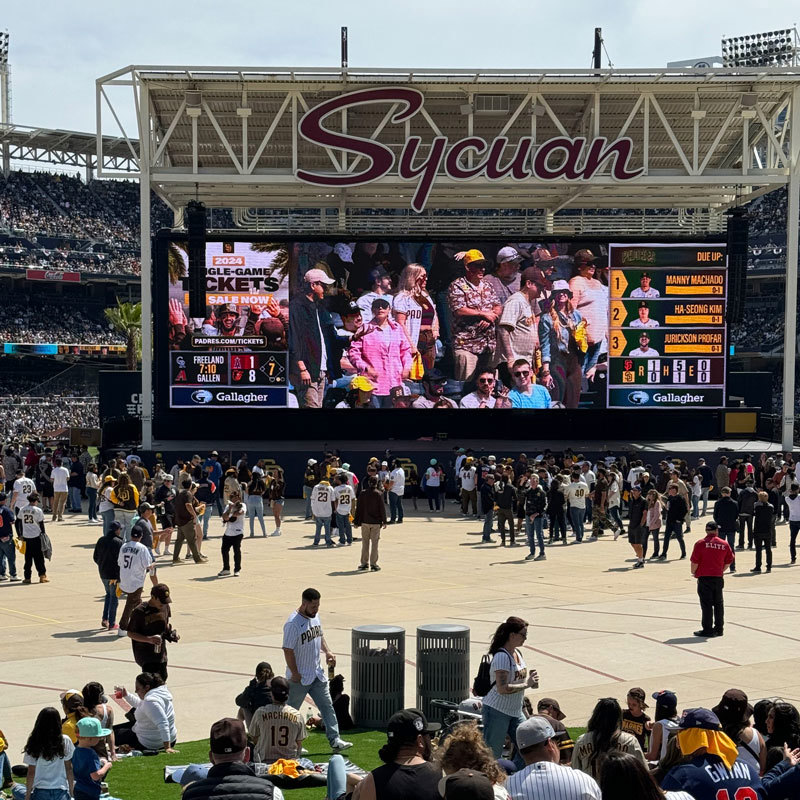 LED screen in Padres green space