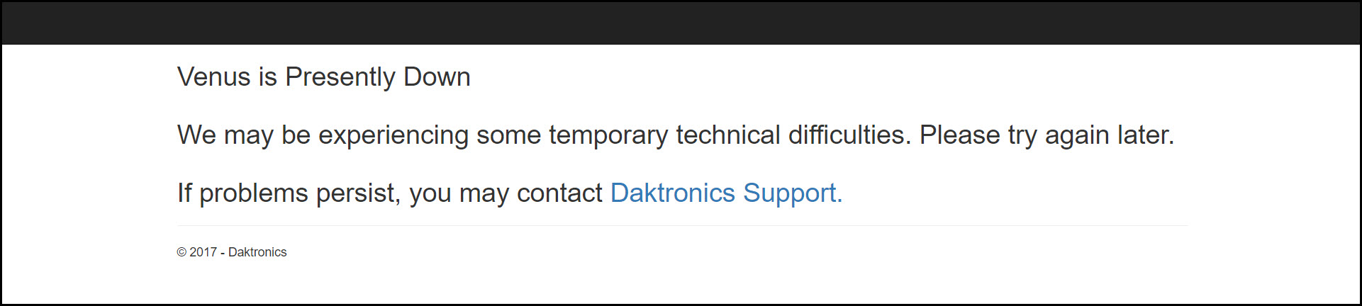 Venus is Presently Down