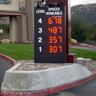 Space availability digit display at parking ramp