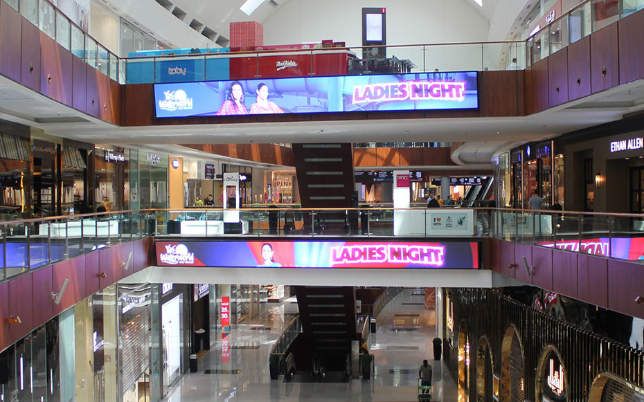 Digital advertising signs in mall