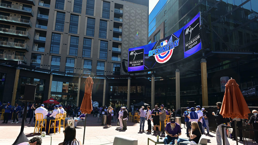 LED screen outside McGregor Square