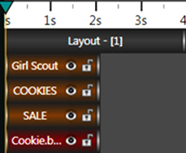 Add objects to a layout (in this case, text boxes and a graphic).