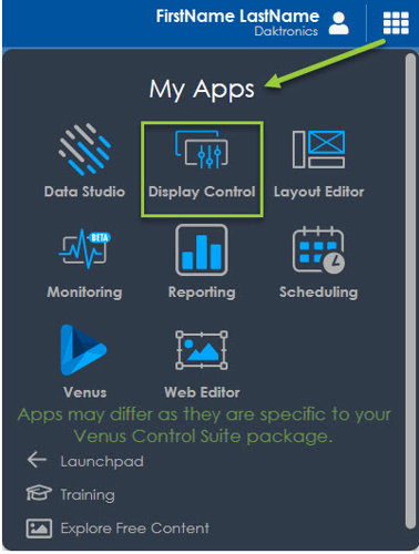 Display Control app on home screen