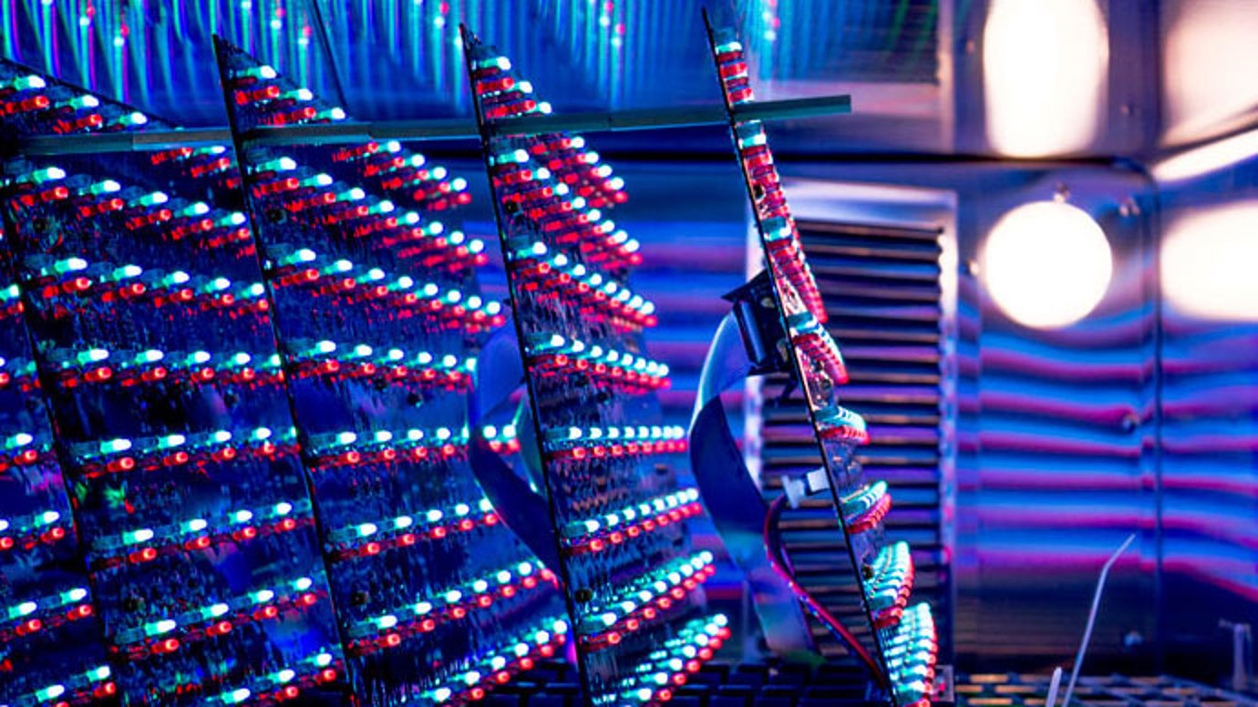 LED modules in thermal chamber for testing