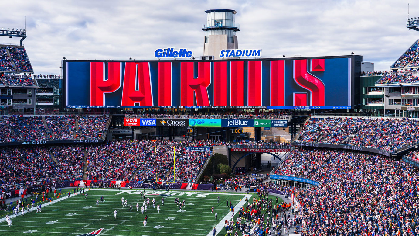 huge jumbotron in Gillette Stadium