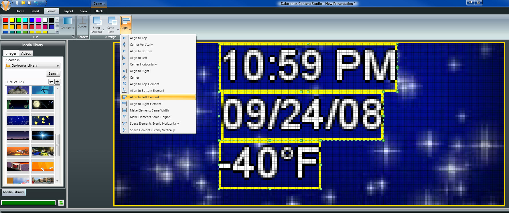 Align to left element