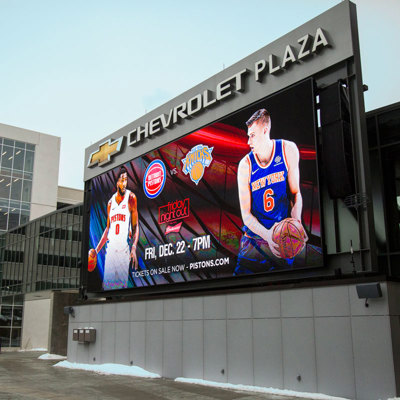 digital video wall in Arena fan entertainment plaza