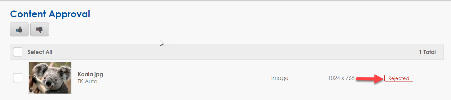 rejected notification