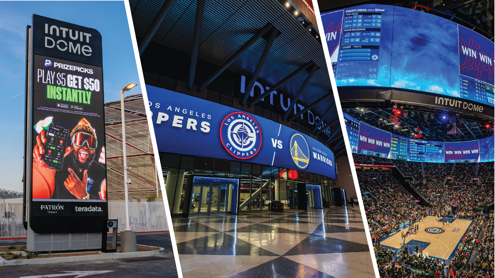 LED displays outside and inside Intuit Dome