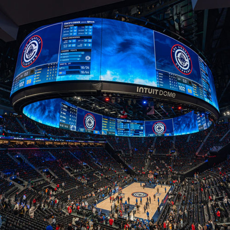 double-sided LED halo display in Intuit Dome