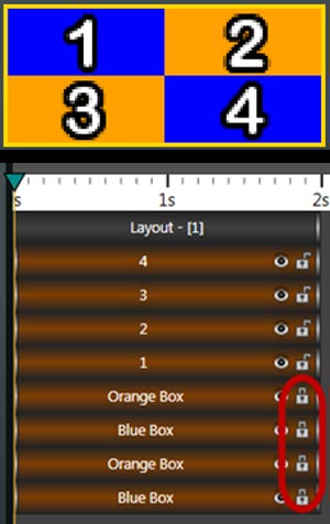 Locking objects for easy editing The padlock icon